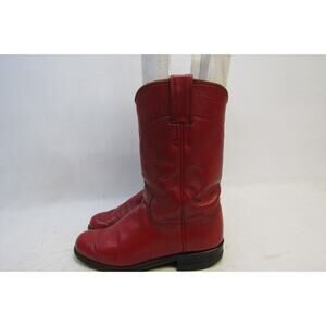 Justin Womens Size 5 B Roper Red Leather Cowboy Western Boots